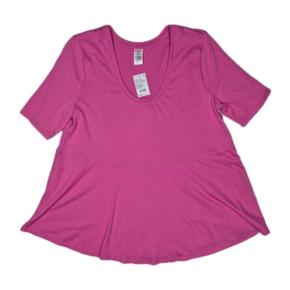 West Loop Shirt Women's L Large Pink Tunic Baby Doll Short Sleeve